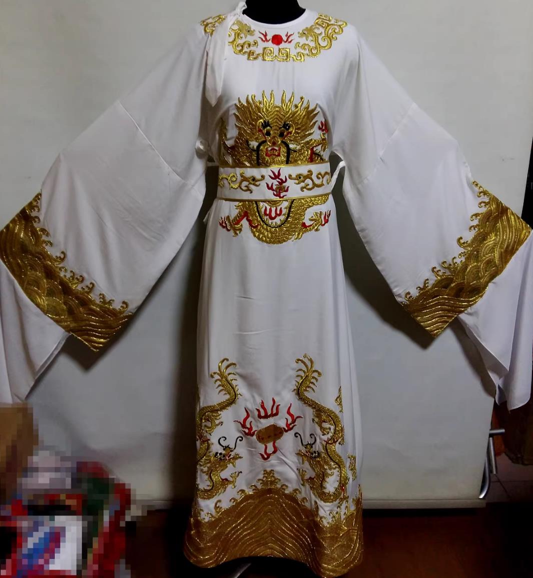 Chinese Opera Costume Xiaosheng Dragon Robe Peking Opera Gold Thread Embroidered Garment Scholar Official Gown