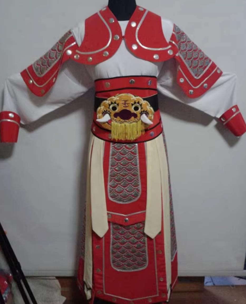 Red Chinese Peking Opera Costume Warrior Xiaosheng Yang Zongbao Armor Improved General Kao