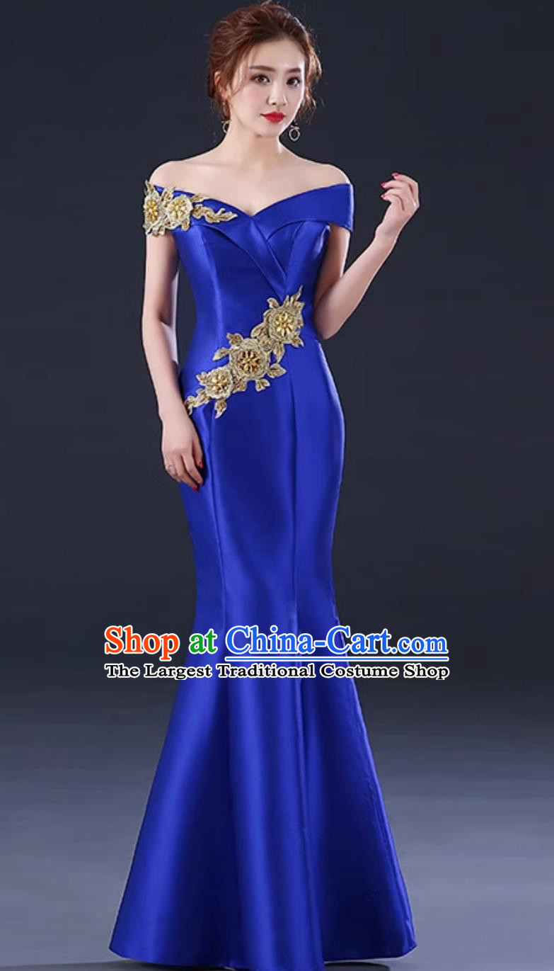 Chinese Style Banquet Evening Gown Mermaid Tail Slim Long Dress For Corporate Gala Stage Performance And Choir