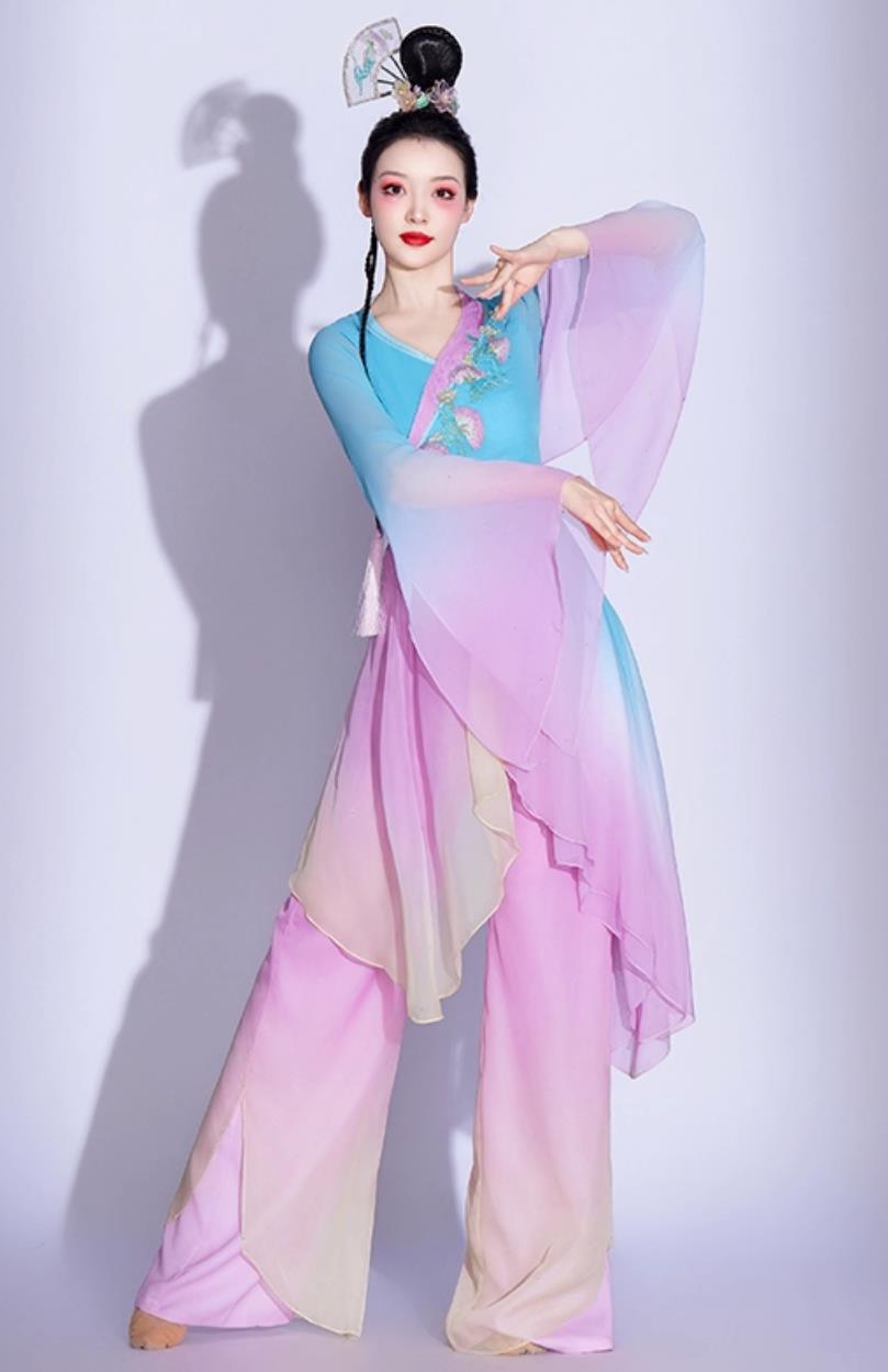 Jiaozhou Yangko Dance Performance Outfit Women Chinese Style Umbrella Dance Fan Dance Costume Set