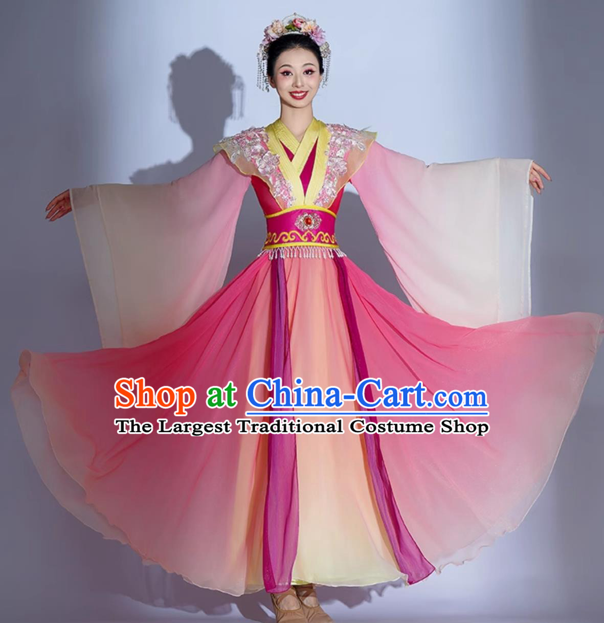Classical Dance Costume Women Hanfu Supplier Seven Fairies Dress Chinese Han Tang Dance Outfit