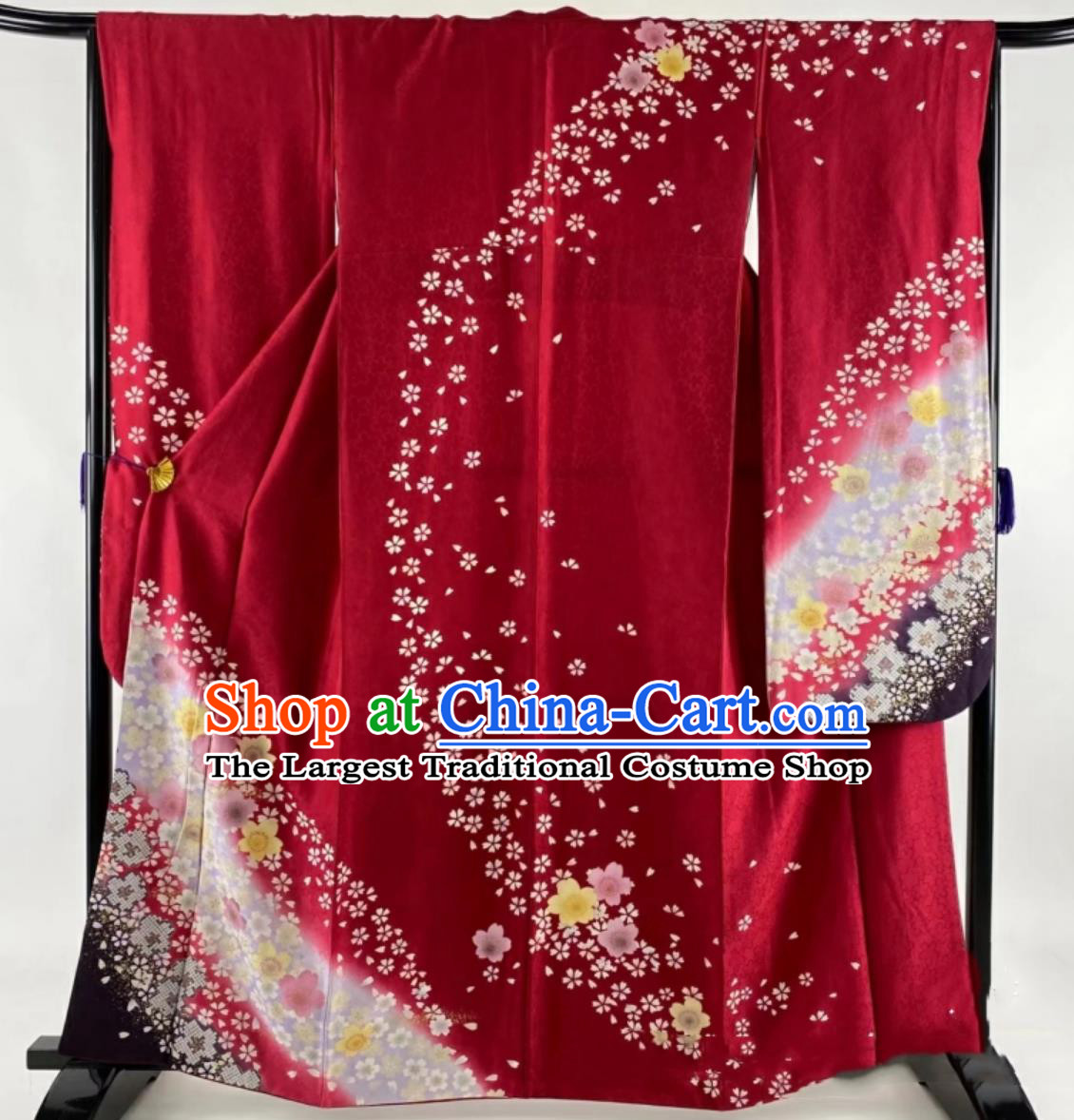 Japanese Traditional Women Formal Silk Furisode Kimono Kyoto Costume