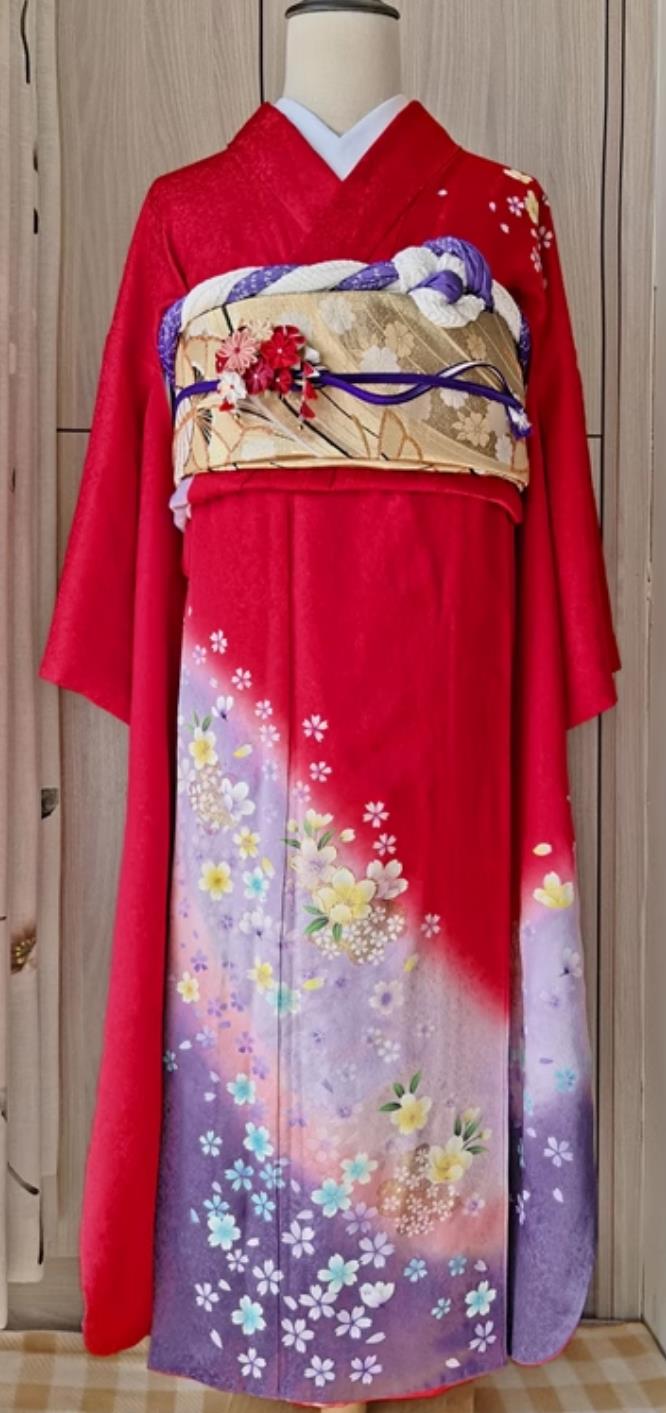Kyoto National Costume Japanese Traditional Women Formal Silk Furisode Kimono