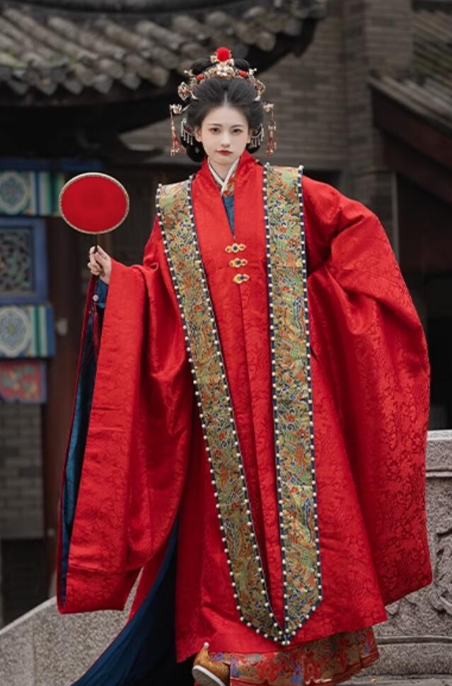 Traditional Chinese Wedding Hanfu Dress Ancient Ming Dynasty Bride Xiapei Costumes Complete Set