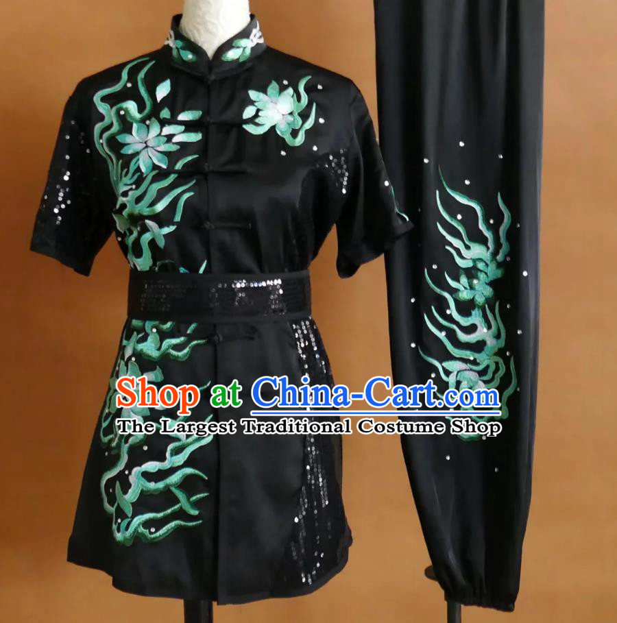 Top Wushu Uniform Floral Embroidered Changquan Professional Competition Performance Costume