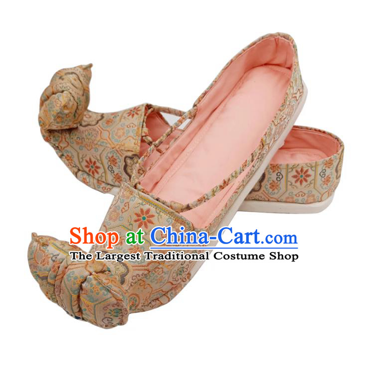 Tang Dynasty Cloud Toe Brocade Shoes Astana Hanfu Shoes Song Brocade Handmade Chinese Shoes