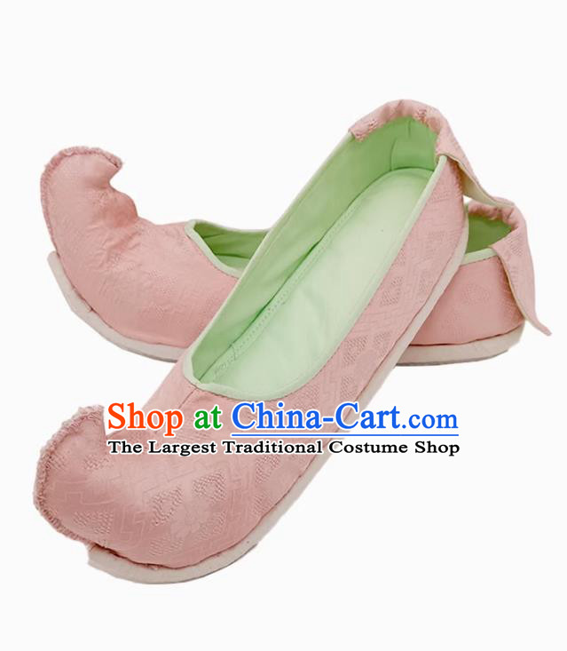 Ming Dynasty Hanfu Shoes Handmade Heritage Thousand Layer Sole Upward Curved Shoes Chinese Ancient Princess Shoes