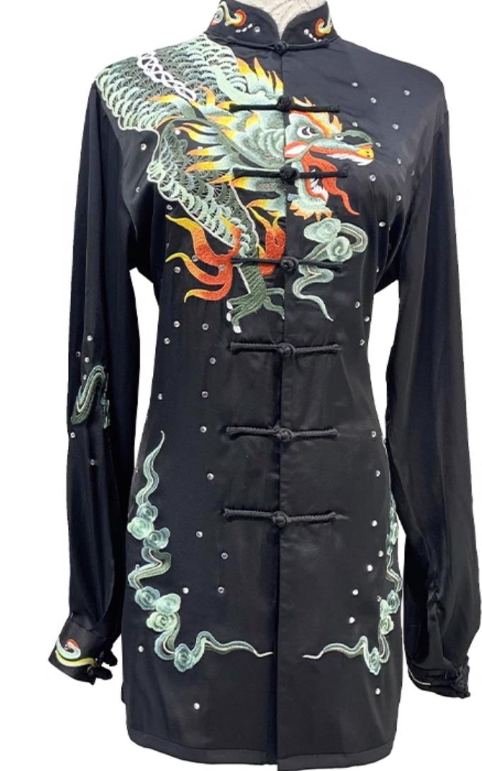 Embroidered Dragon Tai Chi Suit Baduanjin Wudangquan Wuqinxi Qigong Wushu Competition Performance Outfit