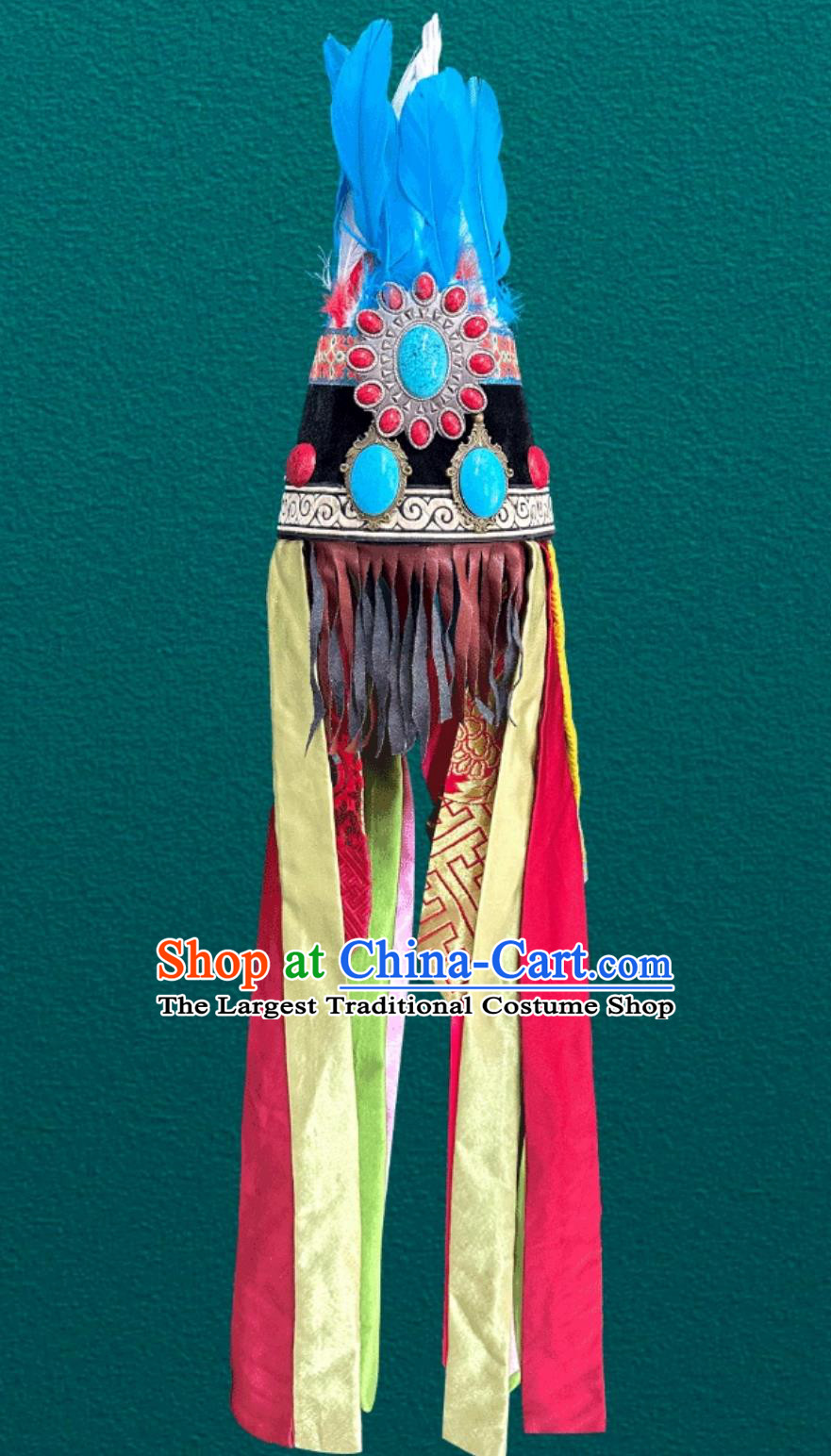 Heritage Blessing Event Headdress Mongolian Traditional Black Performance Hat Show Creative Shaman Colored Hat