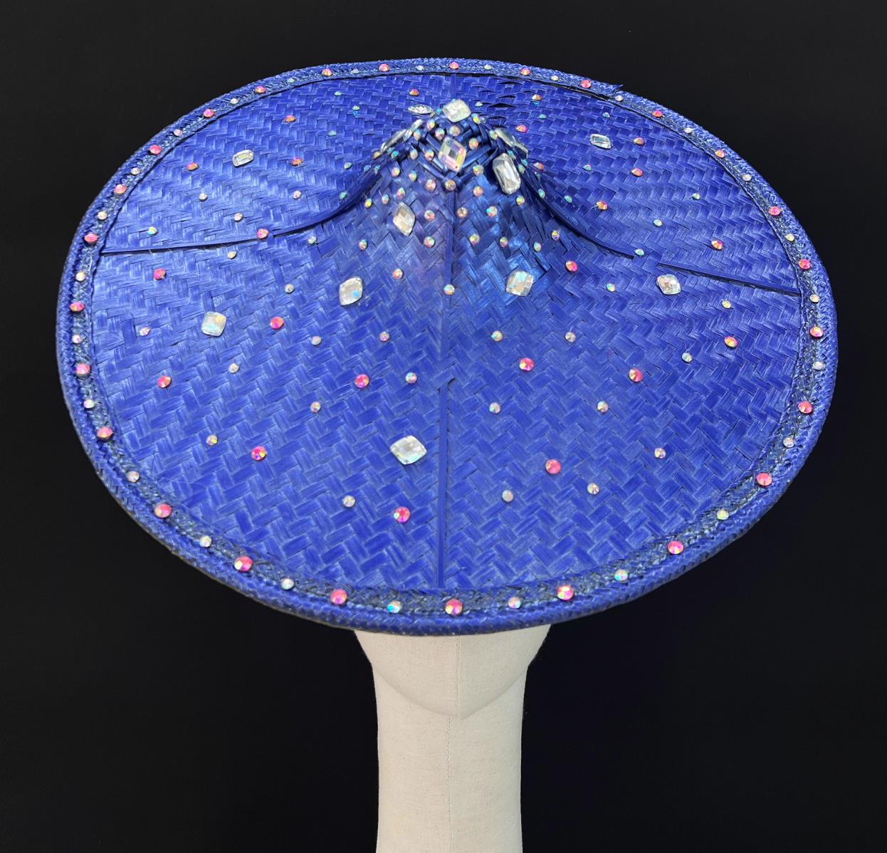 Huayao Dai Bamboo Hat Yunnan Dai Ethnic Women Headwear Solo Dance Blue Bamboo Hat