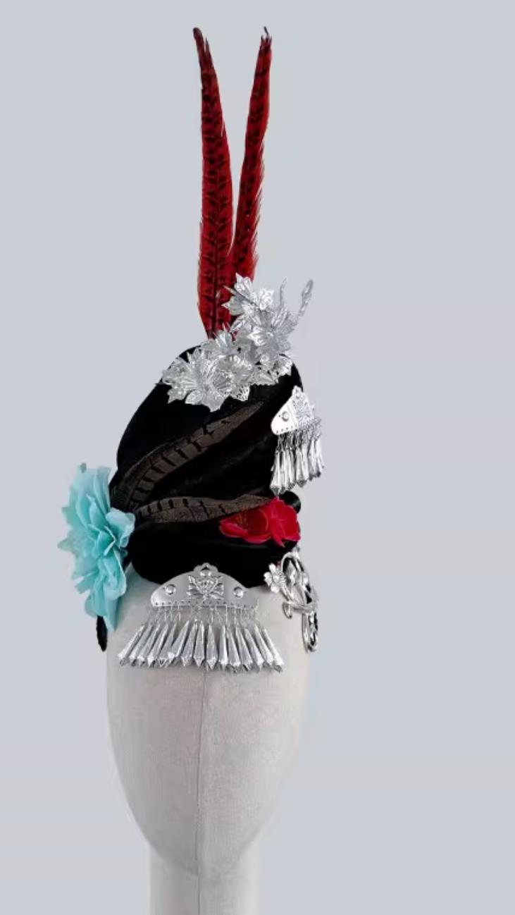 Miao Dance Xiang Jin Lin Performance Headpiece Chinese Ethnic Minority Feather Hair Accessories