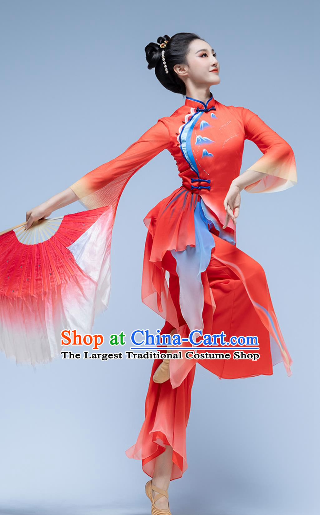 Oriental Red Classical Dance Costume Folk Dance Jiaozhou Yangko Performance Outfit