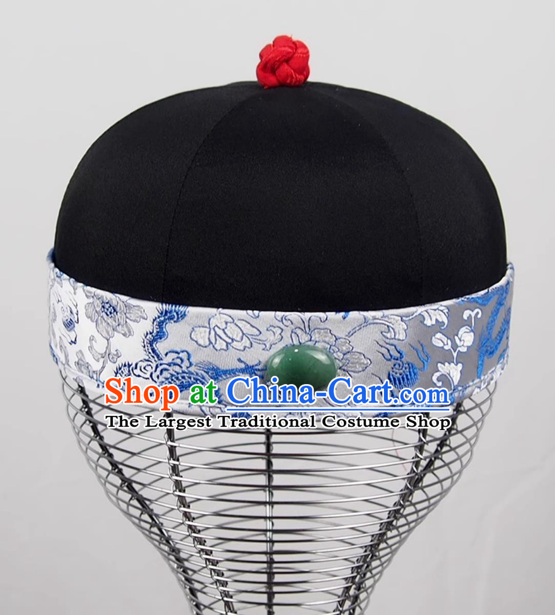 Ancient Landlord Hat Mens Stage Performance Headwear Chinese Qing Dynasty Skullcap Six United Hat