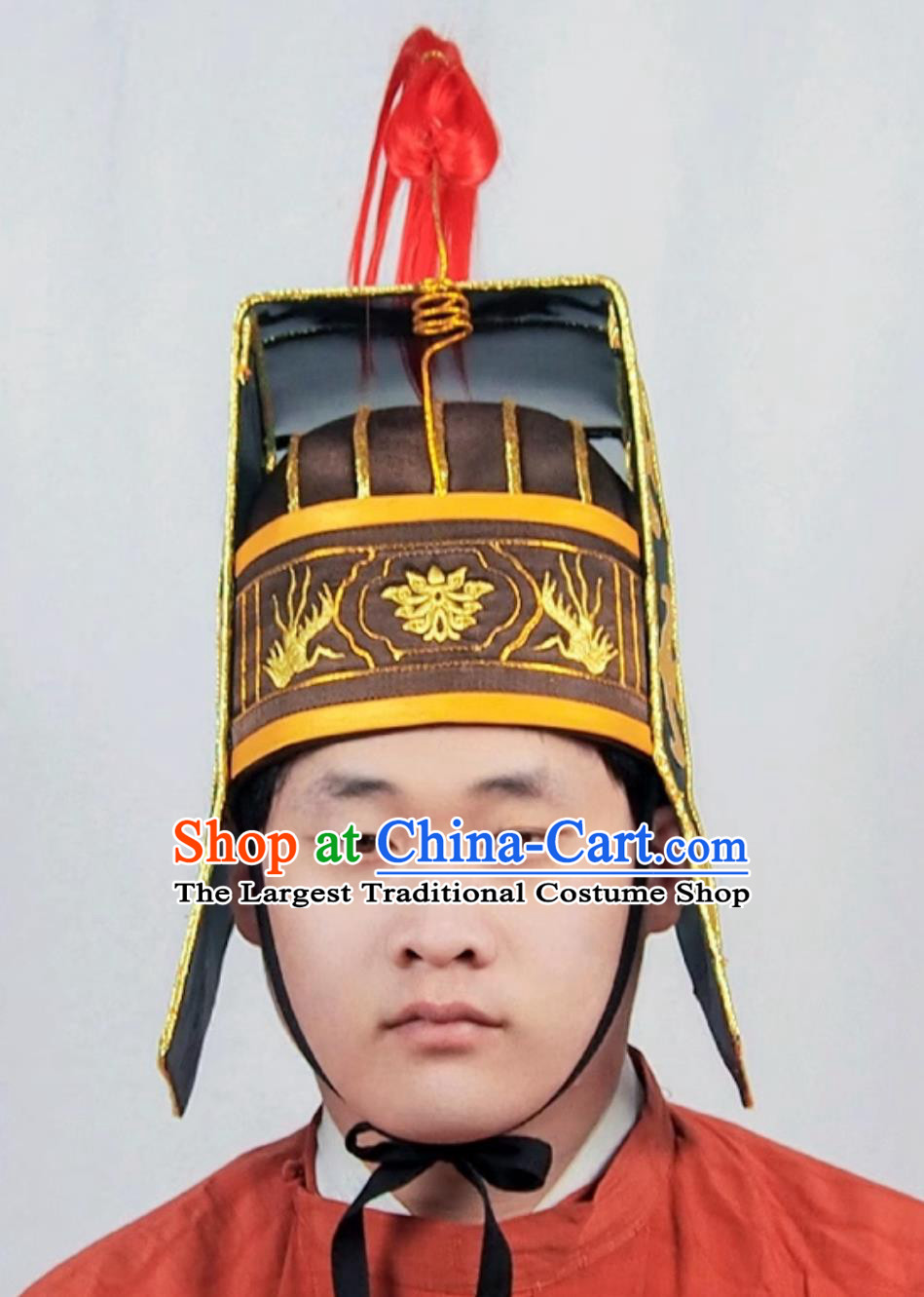 Chinese Song Dynasty Golden Cicada Crown Marten Fur Crown Five Ridge Official Hat Confucian Sacrificial Ceremony Headdress