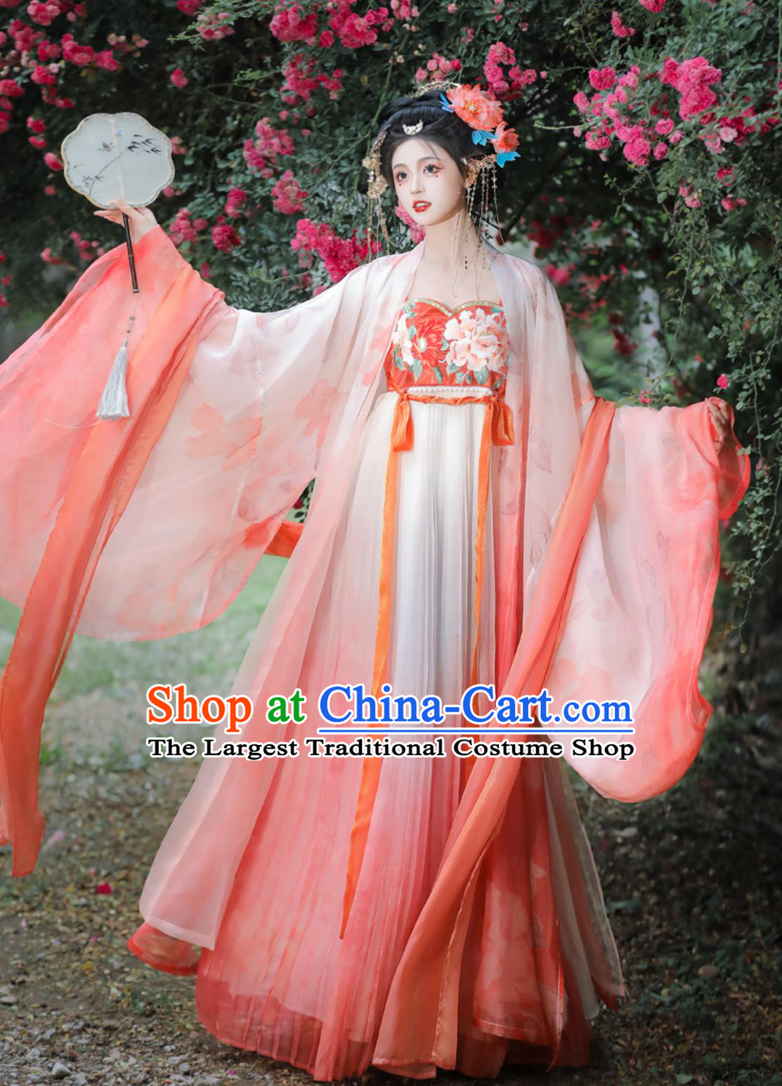 Twelve Flower Goddess Series Camellia Goddess Wide Sleeve Dress Traditional Chinese Hanfu Tanf Dynasty Princess Hezi Qun