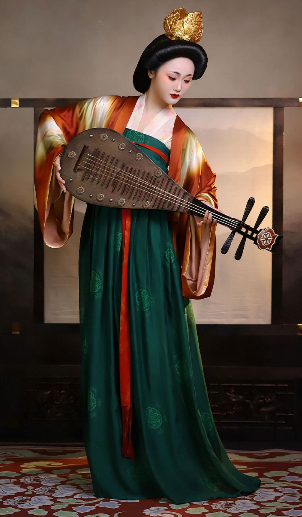 Hanfu Custom Tang Dynasty Famen Temple Silk Short Blouse High Waisted Dress Ruqun Complete Set