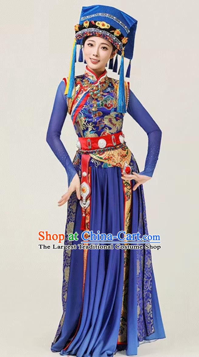 Heritage Tibetan Dance Performance Costume Zang Nationality Women Wear Traditional Chinese Ethnic Attire