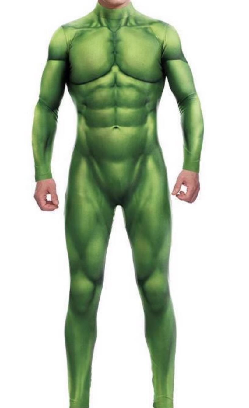Halloween Party Cosplay Stage Performance Costume Green Muscle Jumpsuit Muscle Man Body Suit