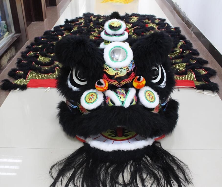 Black Wool Lion Dance Costume Southern Fut San Lion Head Chinese Lion Dance Prop