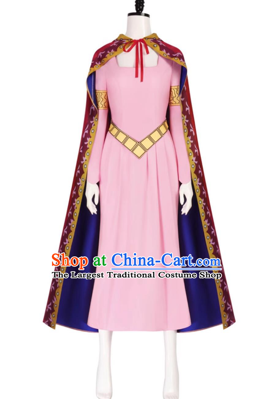 Princess Cosplay Costume Pink Dress Halloween Roleplay Outfit