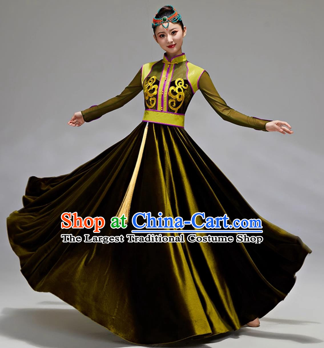 Mongolian Dance Performance Outfit Women Ethnic Mongolian Show Costume