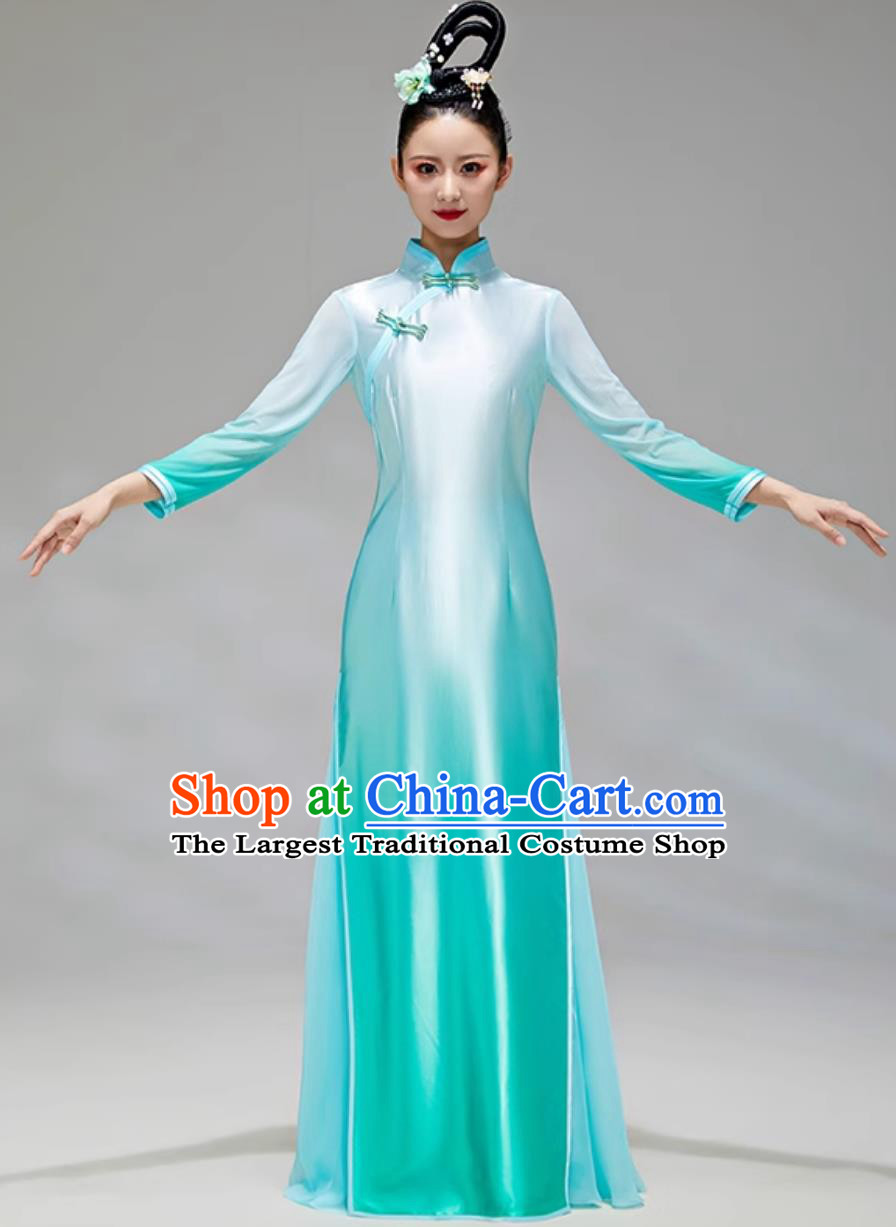 Chinese Classical Dance Performance Outfit Women Fan Dance Cheongsam Two Piece Set