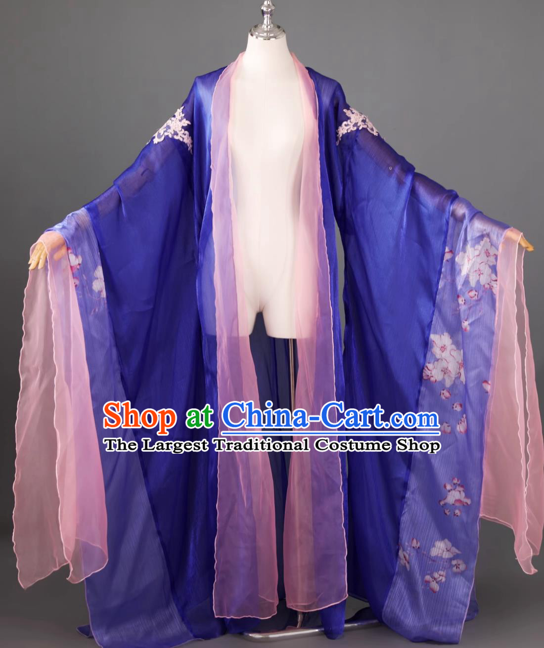 Hanfu DaXiu Shan Floral Print Single Piece Purple Cape Chinese Style Dance Coat