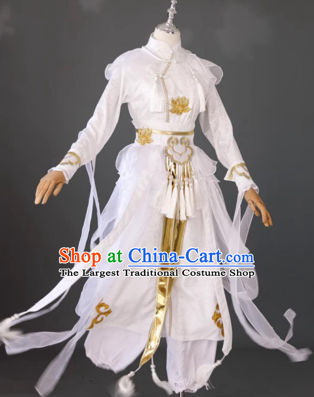 White Lotus Childe Cosplay Costume Immortal Boy Ancient Chinese White Hanfu