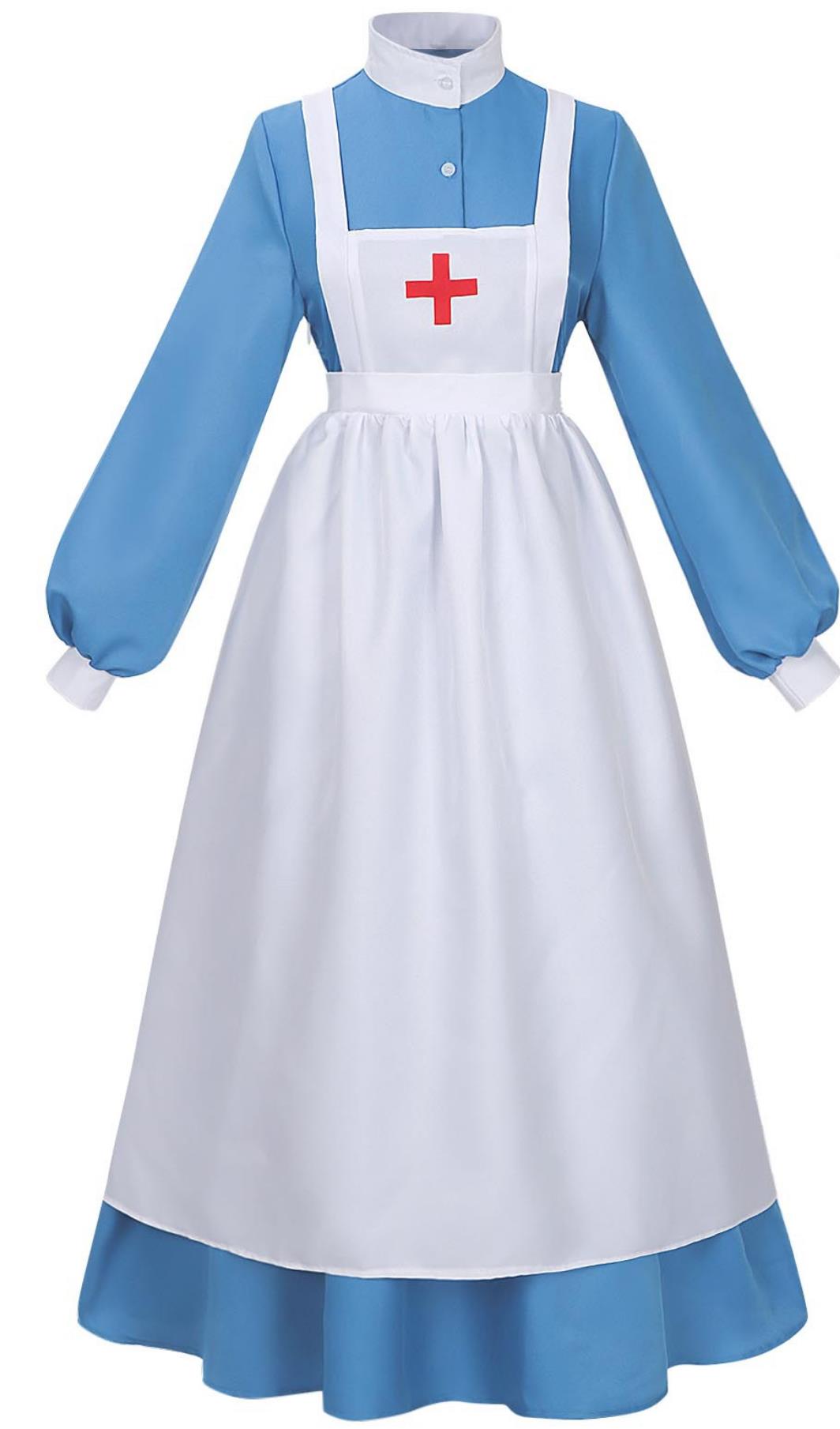 Battlefield Nurse Costume Vintage Doctor Dress Maid Style Medical Aid UK Attendant Uniform