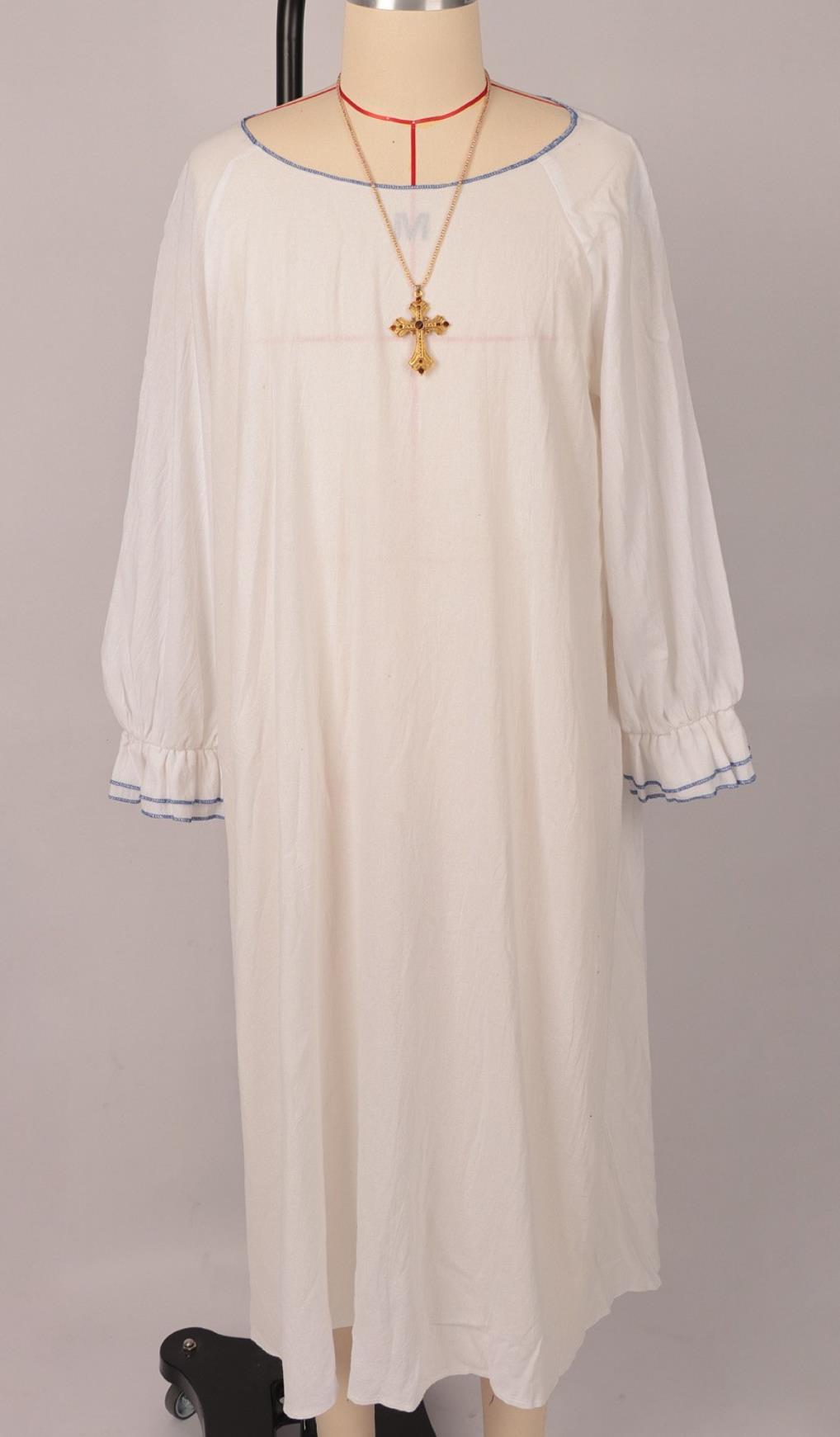Halloween Clergy Robe Round Neck Loose Smock Stage Cosplay Missionary Vintage Performance Costume