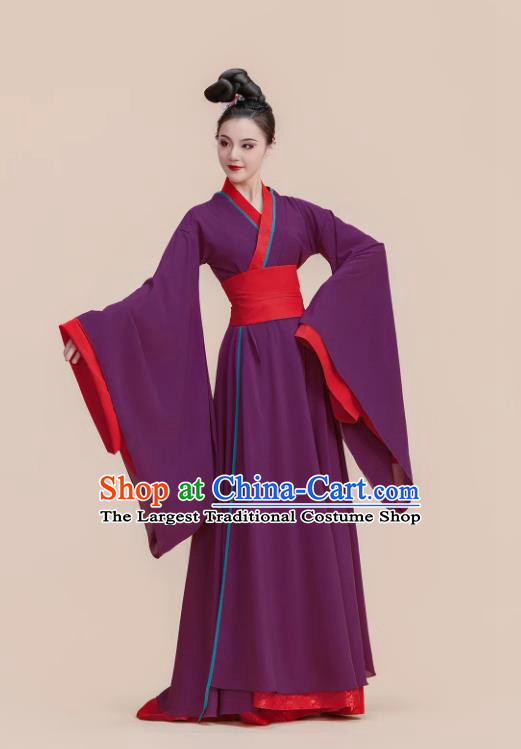 Classical Dance Performance Costume Women Flowing Wide Sleeve Hanfu Chinese Stage Performance Purple Outfit