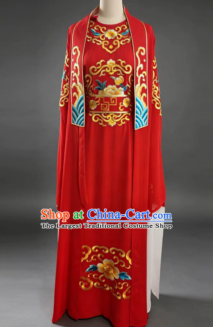 Traditional Chinese Scholar Garment Two Piece Young Male Role Costume Yue Opera Xiaosheng Red Robe