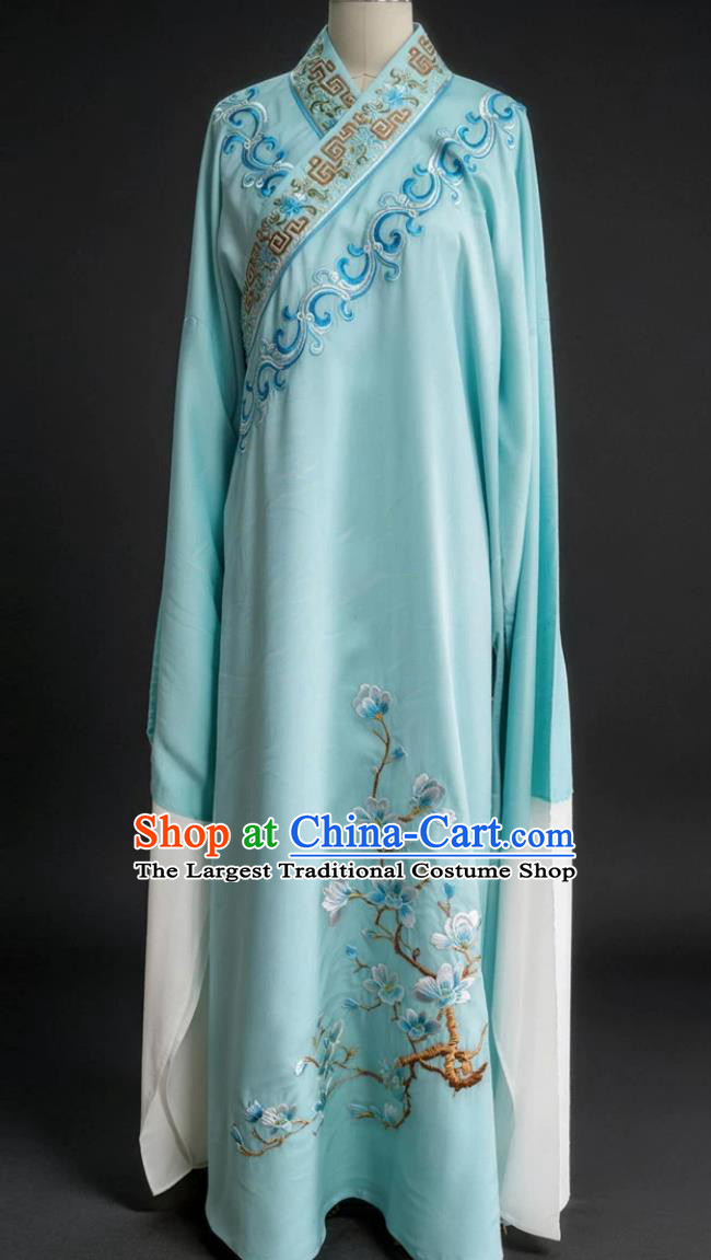 Magnolia Embroidery Yue Opera Xiaosheng Costume Chinese Opera Young Male Role Liang Shanbo Light Blue Robe