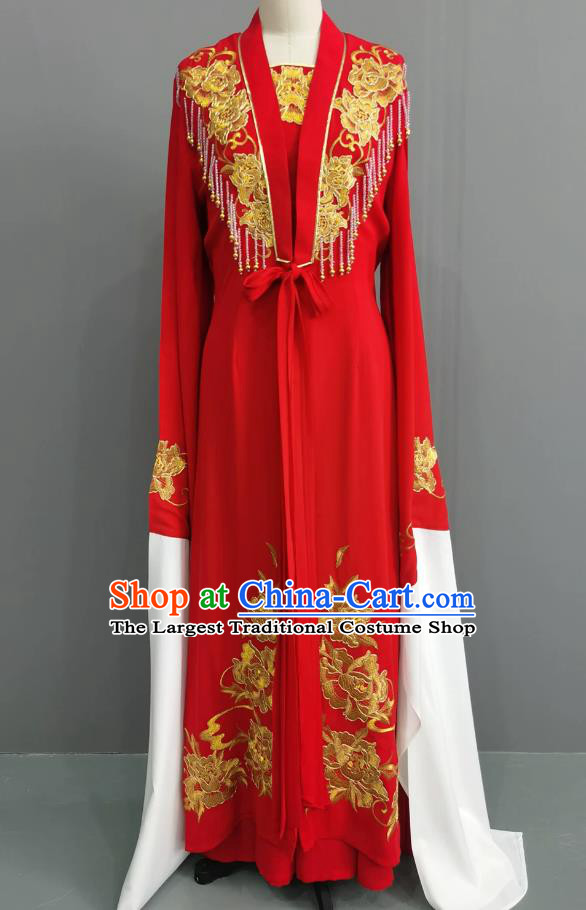 Yue Opera Hua Dan Red Dress Chinese Opera Young Lady Costume Embroidery Matching Cape