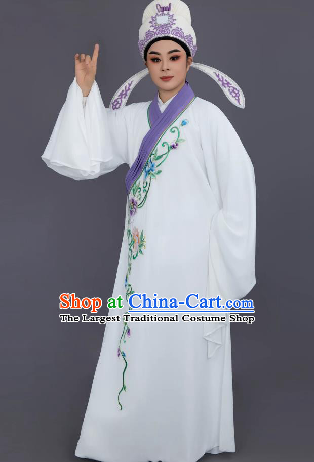 White Yue Opera Xiaosheng Robe Chinese Opera Costume For Scholar Traditional Stage Performance Clothing