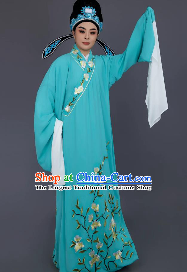 Liang Shanbo Traditional Scholar Clothing Ancient Chinese Young Male Blue Robe Yue Opera Xiaosheng Costume
